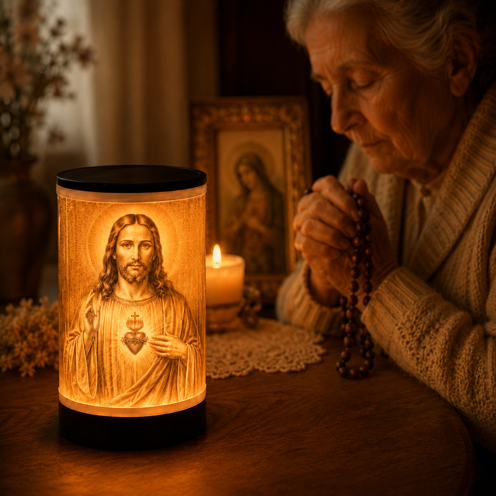 Luminária 3D Sagrado Coração de Jesus — foto 3 de 4